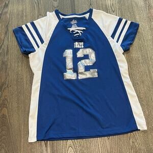 Majestic Womens Colts Jersey Andrew Luck #12 NFL Football Shirt Blue White Sz XL